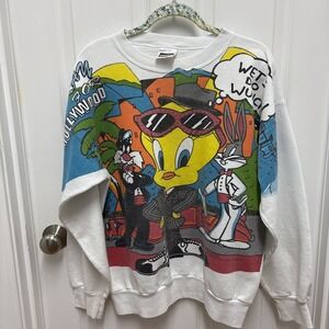 Vintage Looney‎ Tunes Tweety Bugs Bunny Sylvester Hollywood Graphic Sweatshirt